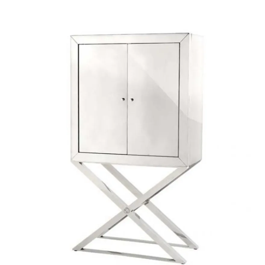Casa Padrino Luxus Designer Barschrank aus Edelstahl verspiegelt - 83 x 38 x H. 151 cm