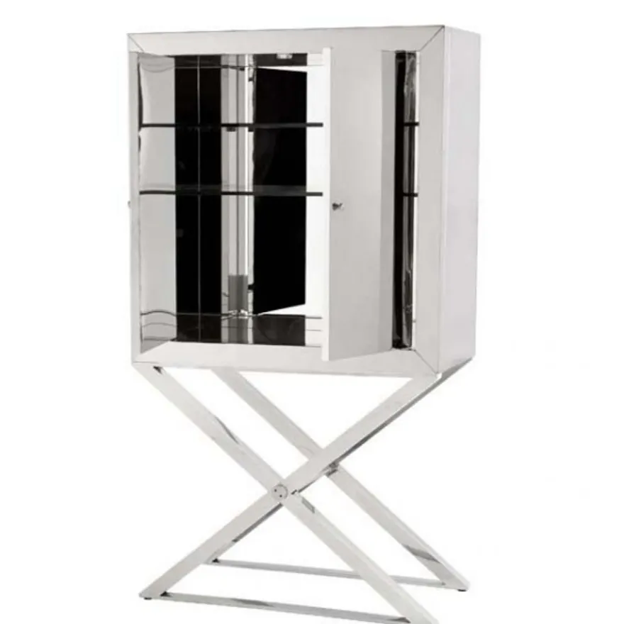 Casa Padrino Luxus Designer Barschrank aus Edelstahl verspiegelt - 83 x 38 x H. 151 cm