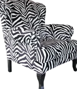 Casa Padrino Luxus Designer Chesterfield Ohren Sessel Zebra - Club Möbel - Limited Edition