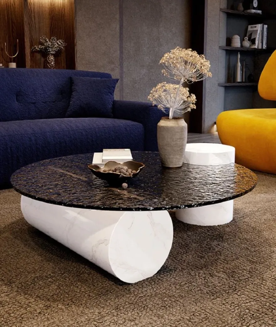 Casa Padrino Luxus Designer Couchtisch Weiß 116 x 100 x H. 24 cm - Wohnzimmertisch mit Glasplatte - Wohnzimmer Möbel - Hotel Möbel - Luxus Möbel - Luxus Qualität - Made in Italy