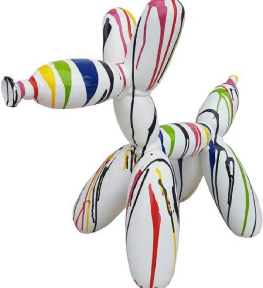 Casa Padrino Luxus Designer Deko Skulptur Ballon Hund Weiß / Mehrfarbig 100 cm - Große Deko Figur - XXL Deko Skulptur - XXL Deko Figur - Wohnzimmer Deko - Garten Deko - Luxus Figuren