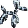 Casa Padrino Luxus Designer Deko Skulptur Ballon Hund Schwarz / Grau / Weiß 100 cm - Große Deko Figur - XXL Deko Skulptur - XXL Deko Figur - Wohnzimmer Deko - Garten Deko - Luxus Figuren