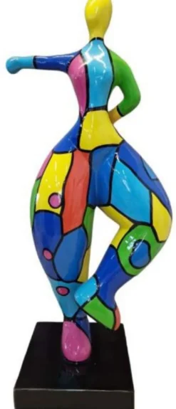 Casa Padrino Luxus Designer Deko Skulptur Frau beim Sport Bunt / Schwarz H. 132 cm - Abstrakte Deko Figur - XXL Deko Figur - XXL Deko Skulptur - Wohnzimmer & Garten Deko Skulptur