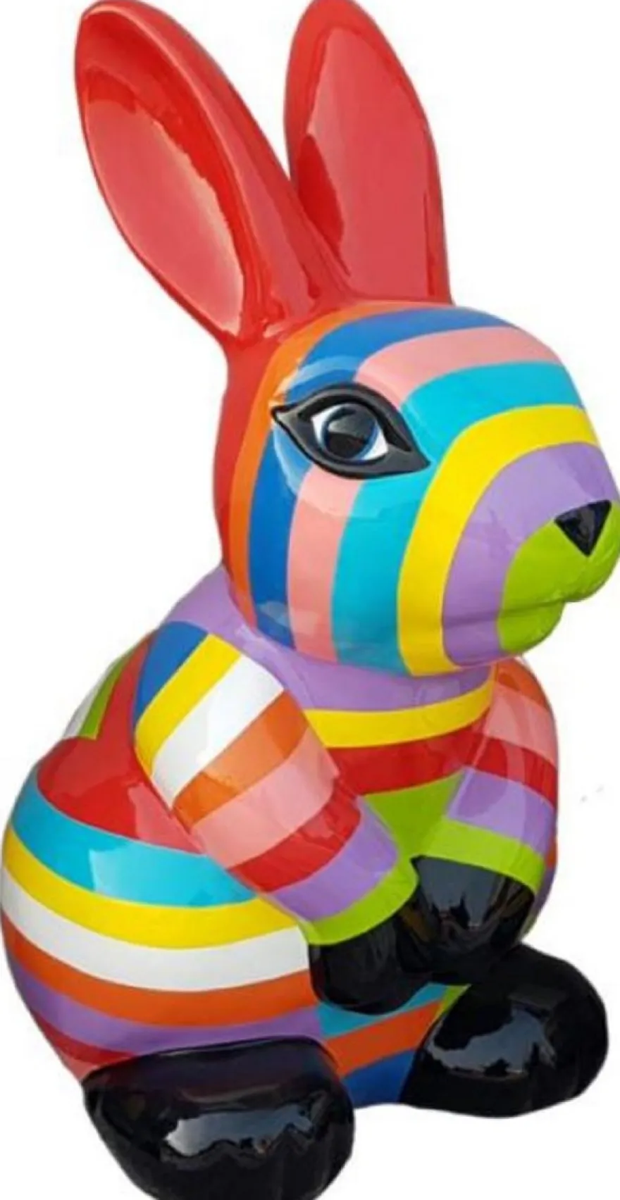 Casa Padrino Luxus Designer Dekofigur Hase Mehrfarbig H. 65 cm - Wetterbeständige Deko Skulptur - Garten Deko Figur - Wohnzimmer Deko Figur - Luxus Deko Tierfigur - Designer Deko Accessoires