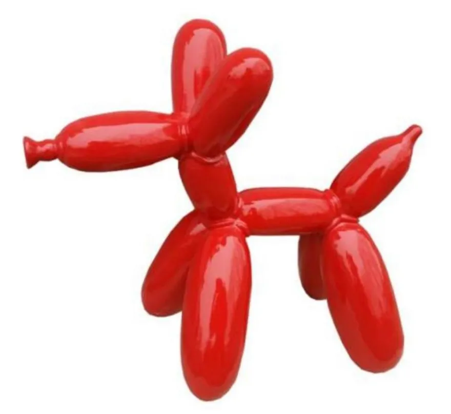 Casa Padrino Luxus Designer Deko Skulptur Ballon Hund Rot 62 x H. 57 cm - Große Deko Figur - Wohnzimmer Deko - Garten Deko - Luxus Figuren
