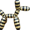 Casa Padrino Luxus Designer Deko Skulptur Ballon Hund mit Streifen Schwarz / Gold 100 cm - Große Deko Figur - XXL Deko Skulptur - XXL Deko Figur - Wohnzimmer Deko - Garten Deko - Luxus Figuren