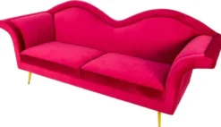 Casa Padrino Luxus Designer 3er Sofa Rot / Gold 215 x 73 x H. 85 cm - Wohnzimmer Sofa - Wohnzimmer Möbel - Luxus Möbel - Designer Möbel - Wohnzimmer Einrichtung - Luxus Einrichtung