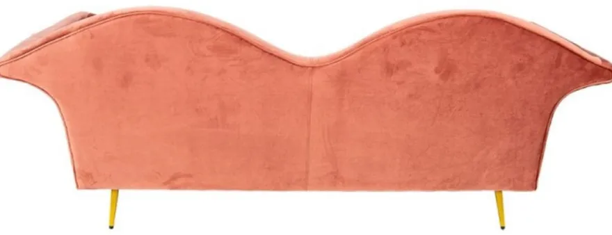 Casa Padrino Luxus Designer 3er Sofa Rosa / Gold 215 x 73 x H. 85 cm - Wohnzimmer Sofa - Wohnzimmer Möbel - Luxus Möbel - Designer Möbel - Wohnzimmer Einrichtung - Luxus Einrichtung