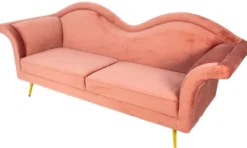 Casa Padrino Luxus Designer 3er Sofa Rosa / Gold 215 x 73 x H. 85 cm - Wohnzimmer Sofa - Wohnzimmer Möbel - Luxus Möbel - Designer Möbel - Wohnzimmer Einrichtung - Luxus Einrichtung