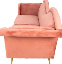 Casa Padrino Luxus Designer 3er Sofa Rosa / Gold 215 x 73 x H. 85 cm - Wohnzimmer Sofa - Wohnzimmer Möbel - Luxus Möbel - Designer Möbel - Wohnzimmer Einrichtung - Luxus Einrichtung