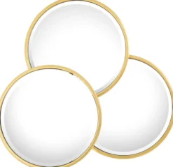Casa Padrino Luxus Designer Edelstahl Spiegel / Wandspiegel Gold 95 x H. 90 cm - Designermöbel