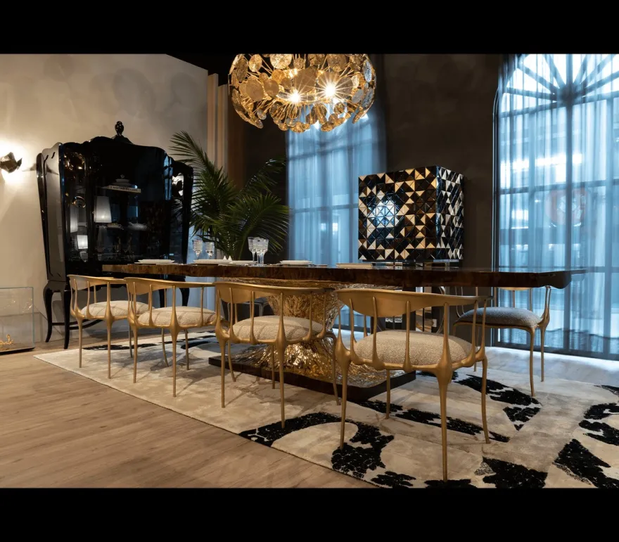 Casa Padrino Luxus Designer Esstisch Braun / Gold 330 x 130 x H. 76 cm - Rechteckiger Esszimmertisch - Italienische Luxus Esszimmer Möbel - Luxus Einrichtung - Luxus Qualität - Made in Italy