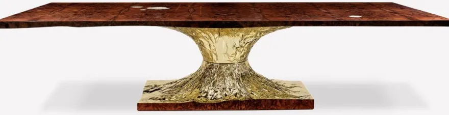 Casa Padrino Luxus Designer Esstisch Braun / Gold 330 x 130 x H. 76 cm - Rechteckiger Esszimmertisch - Italienische Luxus Esszimmer Möbel - Luxus Einrichtung - Luxus Qualität - Made in Italy