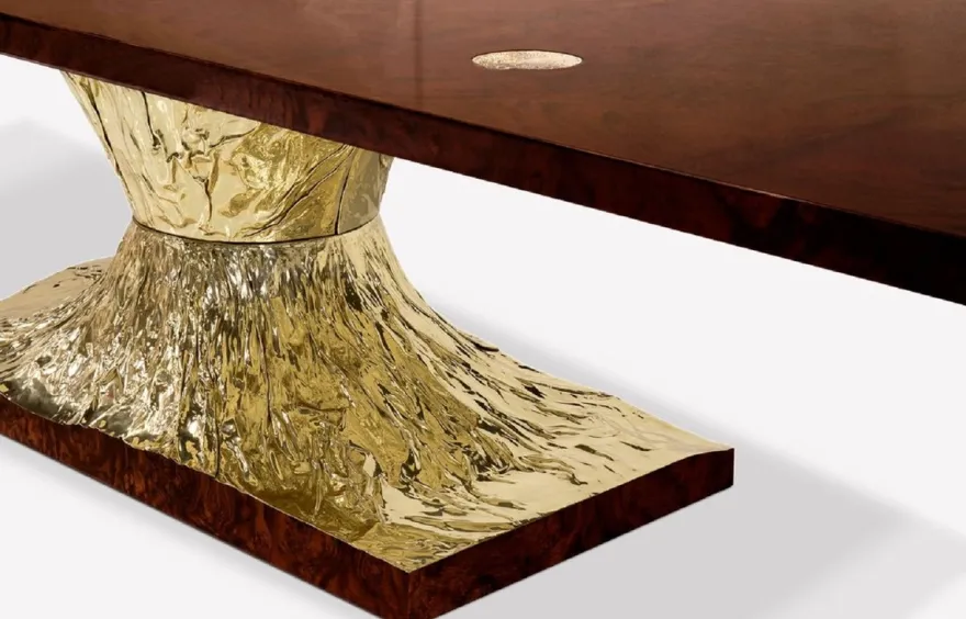 Casa Padrino Luxus Designer Esstisch Braun / Gold 330 x 130 x H. 76 cm - Rechteckiger Esszimmertisch - Italienische Luxus Esszimmer Möbel - Luxus Einrichtung - Luxus Qualität - Made in Italy