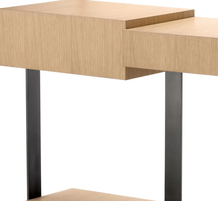 Casa Padrino Luxus Designer Konsole Naturfarben / Bronze 180 x 42,5 x H. 76,5 cm - Rechteckiger Konsolentisch - Wohnzimmer Möbel - Luxus Möbel - Designer Möbel