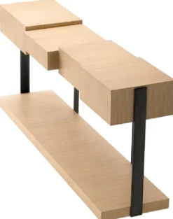 Casa Padrino Luxus Designer Konsole Naturfarben / Bronze 180 x 42,5 x H. 76,5 cm - Rechteckiger Konsolentisch - Wohnzimmer Möbel - Luxus Möbel - Designer Möbel