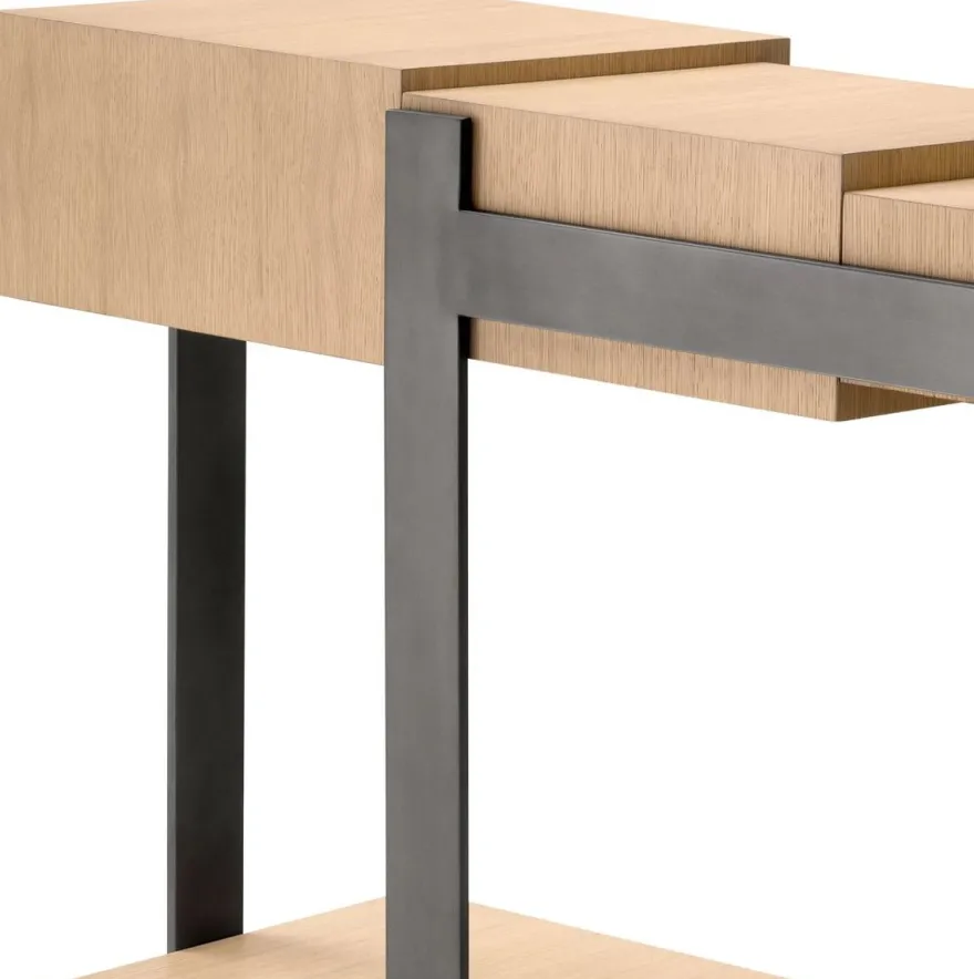 Casa Padrino Luxus Designer Konsole Naturfarben / Bronze 180 x 42,5 x H. 76,5 cm - Rechteckiger Konsolentisch - Wohnzimmer Möbel - Luxus Möbel - Designer Möbel