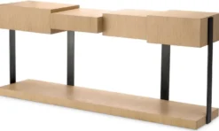 Casa Padrino Luxus Designer Konsole Naturfarben / Bronze 180 x 42,5 x H. 76,5 cm - Rechteckiger Konsolentisch - Wohnzimmer Möbel - Luxus Möbel - Designer Möbel