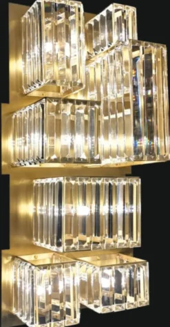 Casa Padrino Luxus Designer Kristallglas LED Wandleuchte Mattgold 26 x H. 63 cm - Luxus Kollektion
