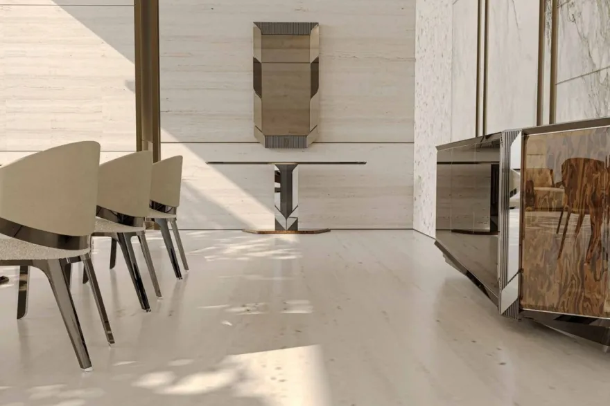 Casa Padrino Luxus Designer Konsole Braun / Schwarz / Silber 160 x 36 x H. 90 cm - Rechteckiger Konsolentisch - Luxus Möbel - Designer Möbel - Hotel Möbel - Luxus Qualität