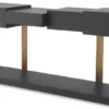 Casa Padrino Luxus Designer Konsole Schwarzgrau / Messingfarben 180 x 42,5 x H. 76,5 cm - Moderner Konsolentisch - Luxus Designer Möbel