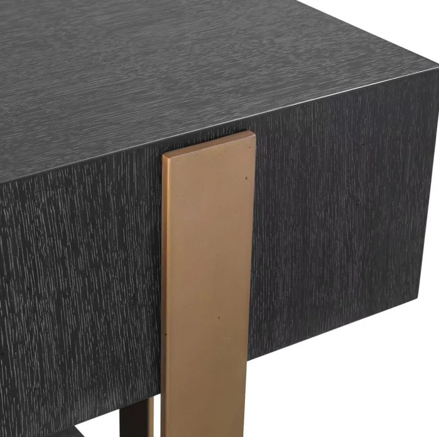 Casa Padrino Luxus Designer Konsole Schwarzgrau / Messingfarben 180 x 42,5 x H. 76,5 cm - Moderner Konsolentisch - Luxus Designer Möbel