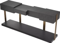 Casa Padrino Luxus Designer Konsole Schwarzgrau / Messingfarben 180 x 42,5 x H. 76,5 cm - Moderner Konsolentisch - Luxus Designer Möbel