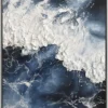 Casa Padrino Luxus Designer Ölgemälde Blau / Weiß / Schwarz 120 x 9 x H. 160 cm - Handgemaltes Gemälde mit Metallrahmen - Luxus Wand Deko - Designer Wand Deko - Deko Accessoires - Luxus Qualität