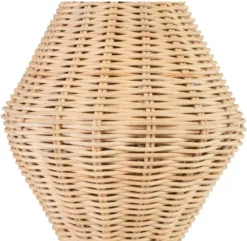Casa Padrino Luxus Designer Stehleuchte Naturfarben Ø 60 x H. 225 cm - Runde Rattan Stehlampe - Wohnzimmer Stehleuchte - Luxus Leuchten - Luxus Stehleuchten