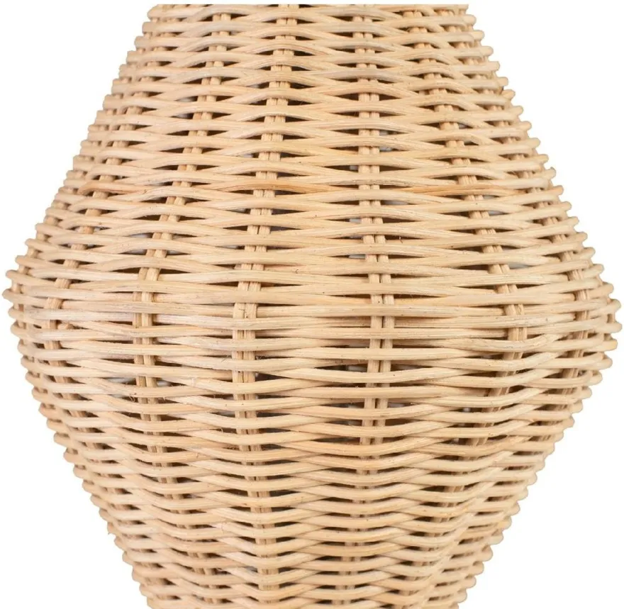 Casa Padrino Luxus Designer Stehleuchte Naturfarben Ø 60 x H. 225 cm - Runde Rattan Stehlampe - Wohnzimmer Stehleuchte - Luxus Leuchten - Luxus Stehleuchten