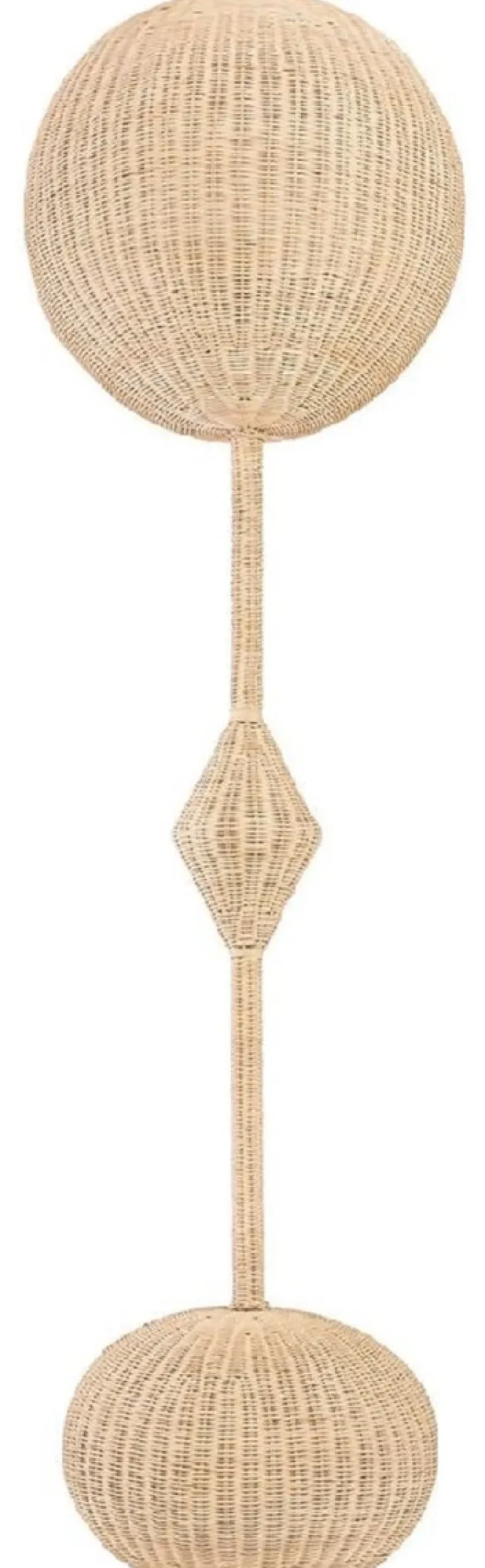 Casa Padrino Luxus Designer Stehleuchte Naturfarben Ø 60 x H. 225 cm - Runde Rattan Stehlampe - Wohnzimmer Stehleuchte - Luxus Leuchten - Luxus Stehleuchten