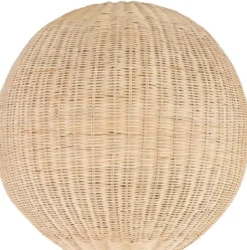 Casa Padrino Luxus Designer Stehleuchte Naturfarben Ø 60 x H. 225 cm - Runde Rattan Stehlampe - Wohnzimmer Stehleuchte - Luxus Leuchten - Luxus Stehleuchten