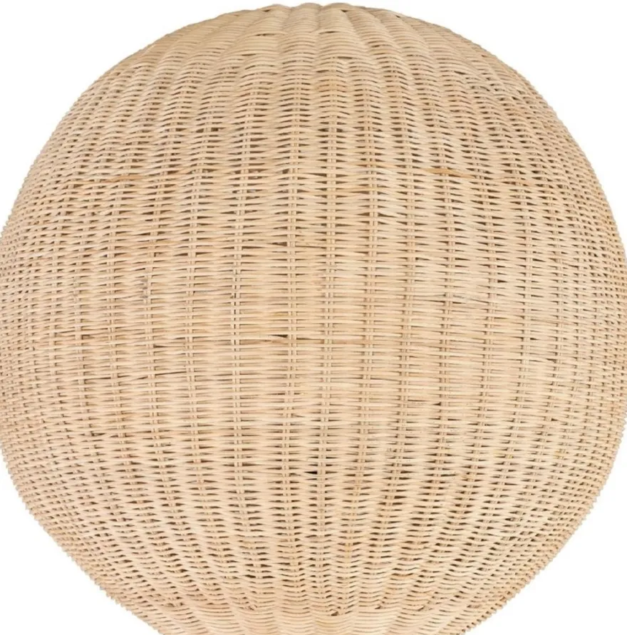 Casa Padrino Luxus Designer Stehleuchte Naturfarben Ø 60 x H. 225 cm - Runde Rattan Stehlampe - Wohnzimmer Stehleuchte - Luxus Leuchten - Luxus Stehleuchten