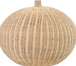 Casa Padrino Luxus Designer Stehleuchte Naturfarben Ø 60 x H. 225 cm - Runde Rattan Stehlampe - Wohnzimmer Stehleuchte - Luxus Leuchten - Luxus Stehleuchten