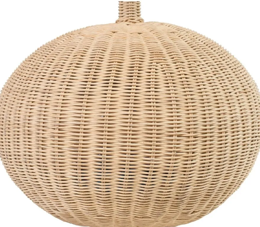 Casa Padrino Luxus Designer Stehleuchte Naturfarben Ø 60 x H. 225 cm - Runde Rattan Stehlampe - Wohnzimmer Stehleuchte - Luxus Leuchten - Luxus Stehleuchten