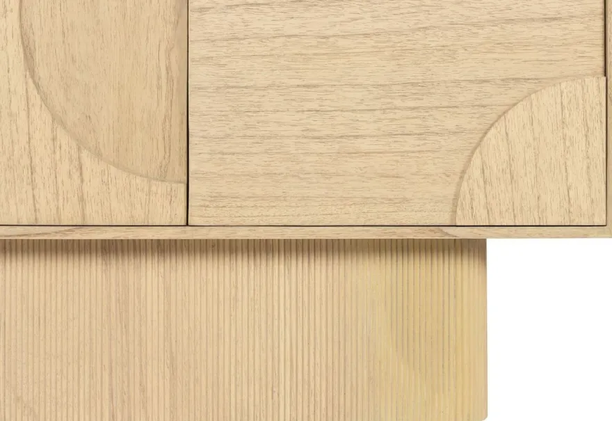 Casa Padrino Luxus Designer Sideboard Naturfarben 172,5 x 50 x H. 107,5 cm - Massivholz Schrank mit 4 Türen - Schlafzimmer Schrank - Wohnzimmer Schrank - Büro Schrank - Luxus Möbel