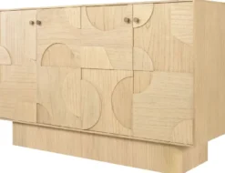 Casa Padrino Luxus Designer Sideboard Naturfarben 172,5 x 50 x H. 107,5 cm - Massivholz Schrank mit 4 Türen - Schlafzimmer Schrank - Wohnzimmer Schrank - Büro Schrank - Luxus Möbel