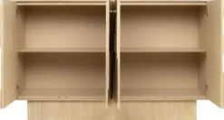 Casa Padrino Luxus Designer Sideboard Naturfarben 172,5 x 50 x H. 107,5 cm - Massivholz Schrank mit 4 Türen - Schlafzimmer Schrank - Wohnzimmer Schrank - Büro Schrank - Luxus Möbel