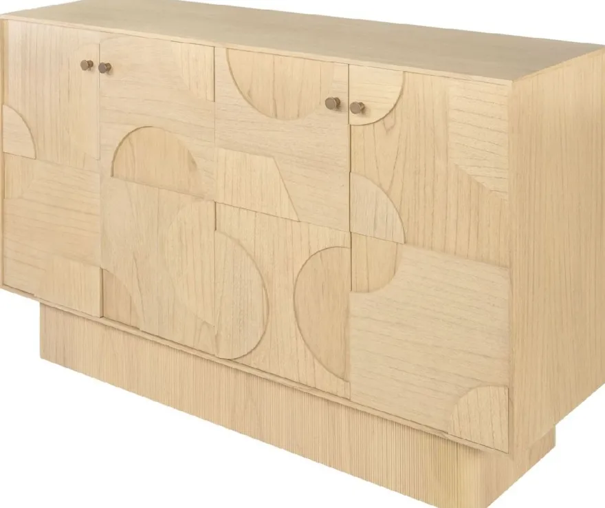 Casa Padrino Luxus Designer Sideboard Naturfarben 172,5 x 50 x H. 107,5 cm - Massivholz Schrank mit 4 Türen - Schlafzimmer Schrank - Wohnzimmer Schrank - Büro Schrank - Luxus Möbel