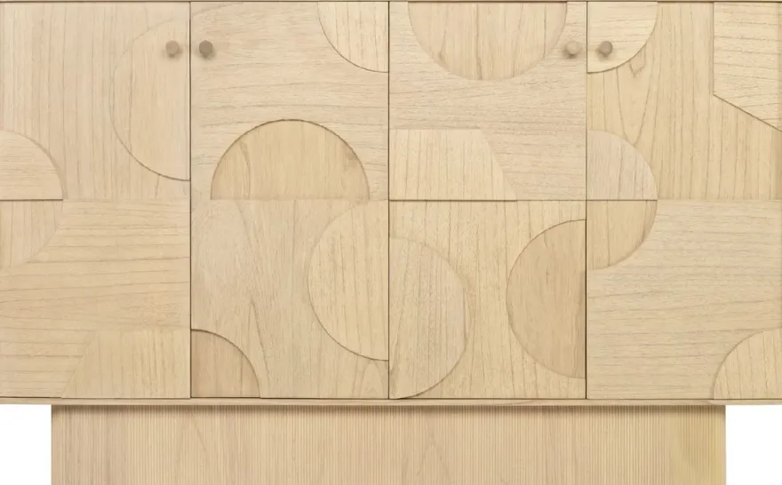 Casa Padrino Luxus Designer Sideboard Naturfarben 172,5 x 50 x H. 107,5 cm - Massivholz Schrank mit 4 Türen - Schlafzimmer Schrank - Wohnzimmer Schrank - Büro Schrank - Luxus Möbel