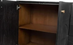 Casa Padrino Luxus Designer Sideboard Schwarz 172,5 x 50 x H. 107,5 cm - Massivholz Schrank mit 4 Türen - Schlafzimmer Schrank - Wohnzimmer Schrank - Büro Schrank - Luxus Möbel