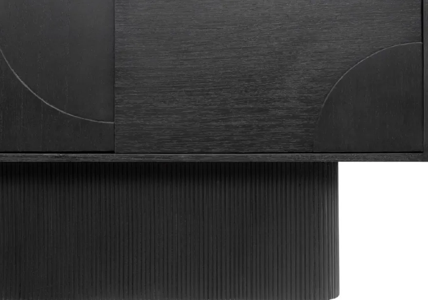 Casa Padrino Luxus Designer Sideboard Schwarz 172,5 x 50 x H. 107,5 cm - Massivholz Schrank mit 4 Türen - Schlafzimmer Schrank - Wohnzimmer Schrank - Büro Schrank - Luxus Möbel