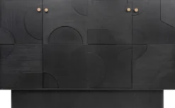 Casa Padrino Luxus Designer Sideboard Schwarz 172,5 x 50 x H. 107,5 cm - Massivholz Schrank mit 4 Türen - Schlafzimmer Schrank - Wohnzimmer Schrank - Büro Schrank - Luxus Möbel