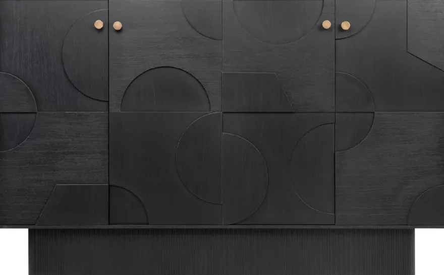 Casa Padrino Luxus Designer Sideboard Schwarz 172,5 x 50 x H. 107,5 cm - Massivholz Schrank mit 4 Türen - Schlafzimmer Schrank - Wohnzimmer Schrank - Büro Schrank - Luxus Möbel