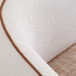 Casa Padrino Luxus Designer Sessel Rechte Seite Creme / Orange / Schwarz 90 x 85 x H. 82 cm - Wohnzimmer Sessel - Hotel Sessel - Wohnzimmer Möbel - Luxus Möbel - Wohnzimmer Einrichtung