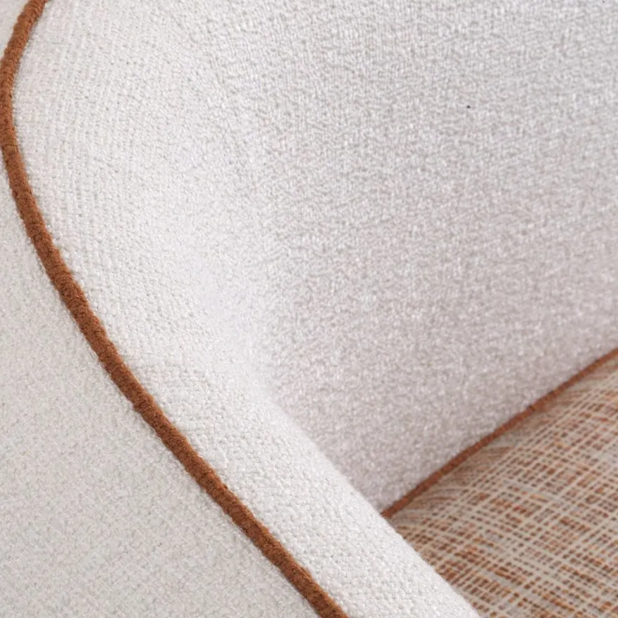 Casa Padrino Luxus Designer Sessel Rechte Seite Creme / Orange / Schwarz 90 x 85 x H. 82 cm - Wohnzimmer Sessel - Hotel Sessel - Wohnzimmer Möbel - Luxus Möbel - Wohnzimmer Einrichtung
