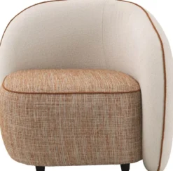 Casa Padrino Luxus Designer Sessel Rechte Seite Creme / Orange / Schwarz 90 x 85 x H. 82 cm - Wohnzimmer Sessel - Hotel Sessel - Wohnzimmer Möbel - Luxus Möbel - Wohnzimmer Einrichtung