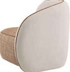 Casa Padrino Luxus Designer Sessel Rechte Seite Creme / Orange / Schwarz 90 x 85 x H. 82 cm - Wohnzimmer Sessel - Hotel Sessel - Wohnzimmer Möbel - Luxus Möbel - Wohnzimmer Einrichtung