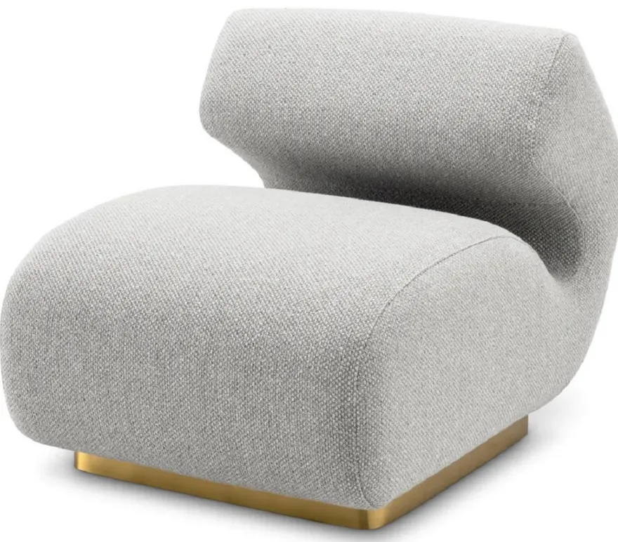 Casa Padrino Luxus Designer Sessel Grau / Messing 71 x 99 x H. 75 cm - Wohnzimmer Sessel - Hotel Sessel - Wohnzimmer Möbel - Hotel Möbel - Luxus Möbel - Luxus Einrichtung