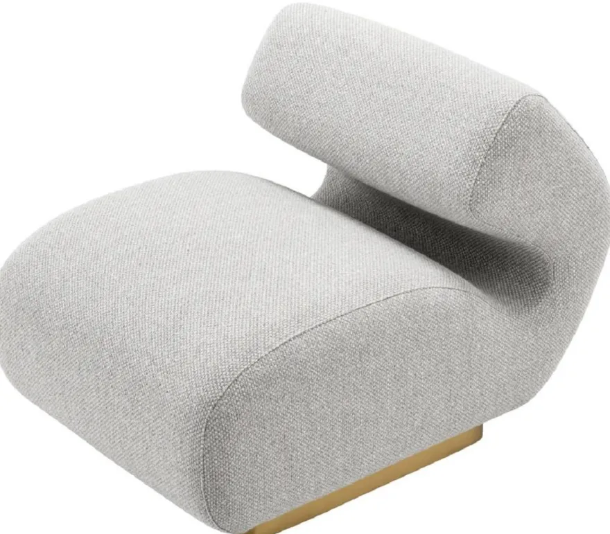 Casa Padrino Luxus Designer Sessel Grau / Messing 71 x 99 x H. 75 cm - Wohnzimmer Sessel - Hotel Sessel - Wohnzimmer Möbel - Hotel Möbel - Luxus Möbel - Luxus Einrichtung